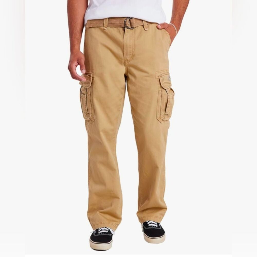 Unionbay Survivor Mens Cargo Pants With Belt Relaxed Fit 50 x 30 Rye NWT